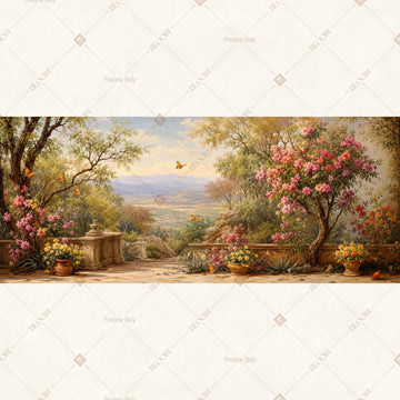 Sunset Garden Landscape Wide Backdrop