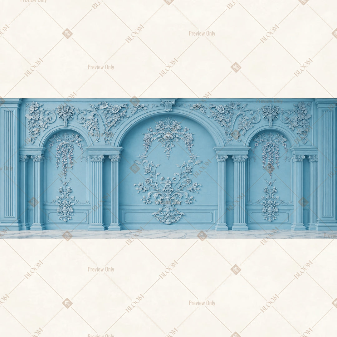 Royal Blue Palace Wall Wide Backdrop