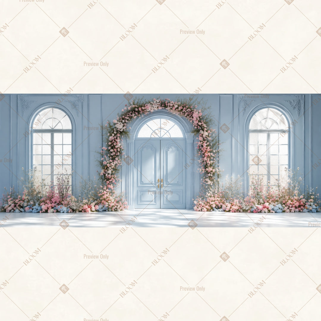 Royal Blue Palace Entrance Wide Backdrop