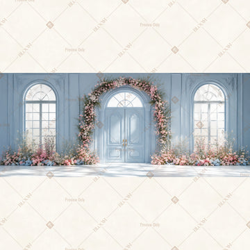 Royal Blue Palace Entrance Wide Backdrop