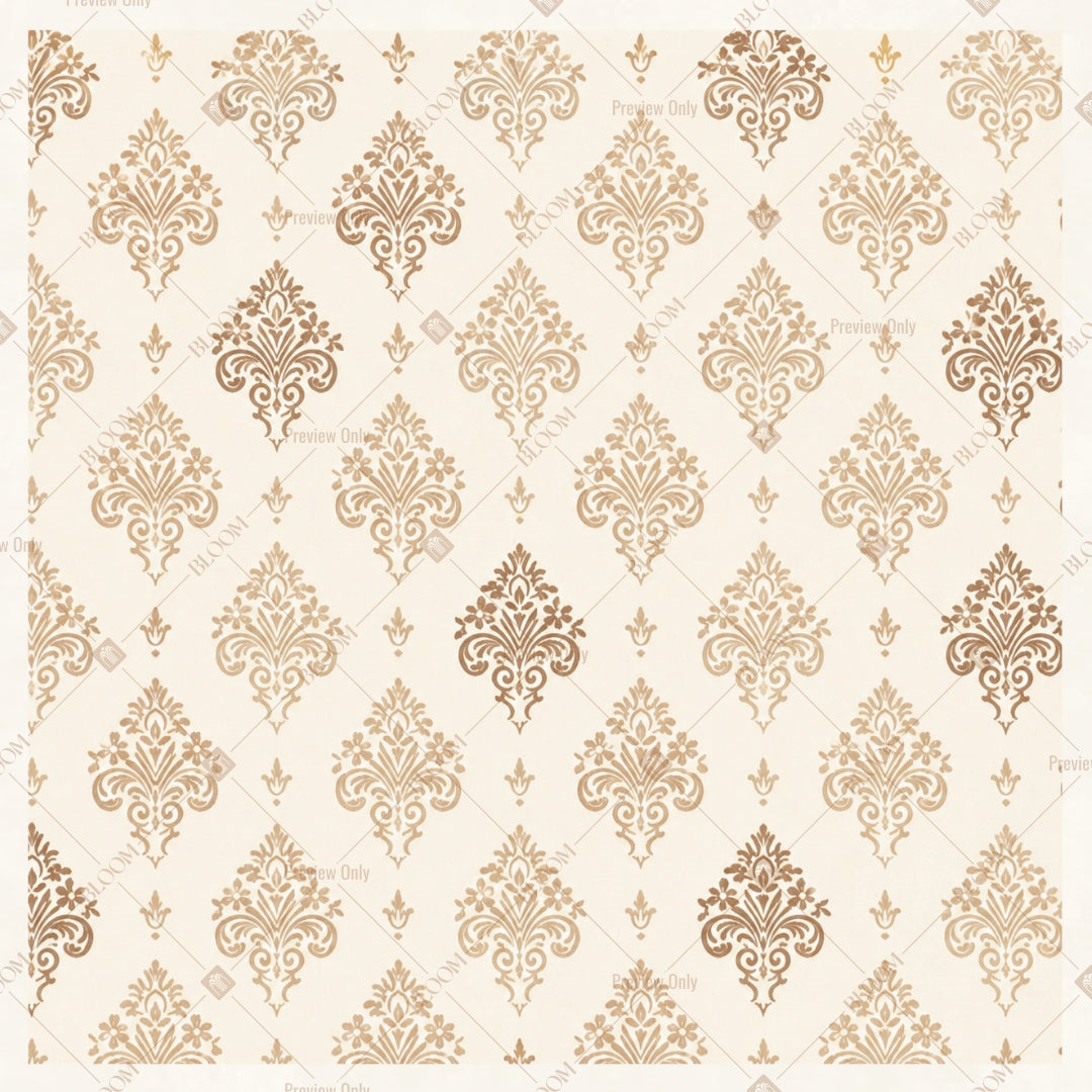 Beige Damask Pattern Square Backdrop