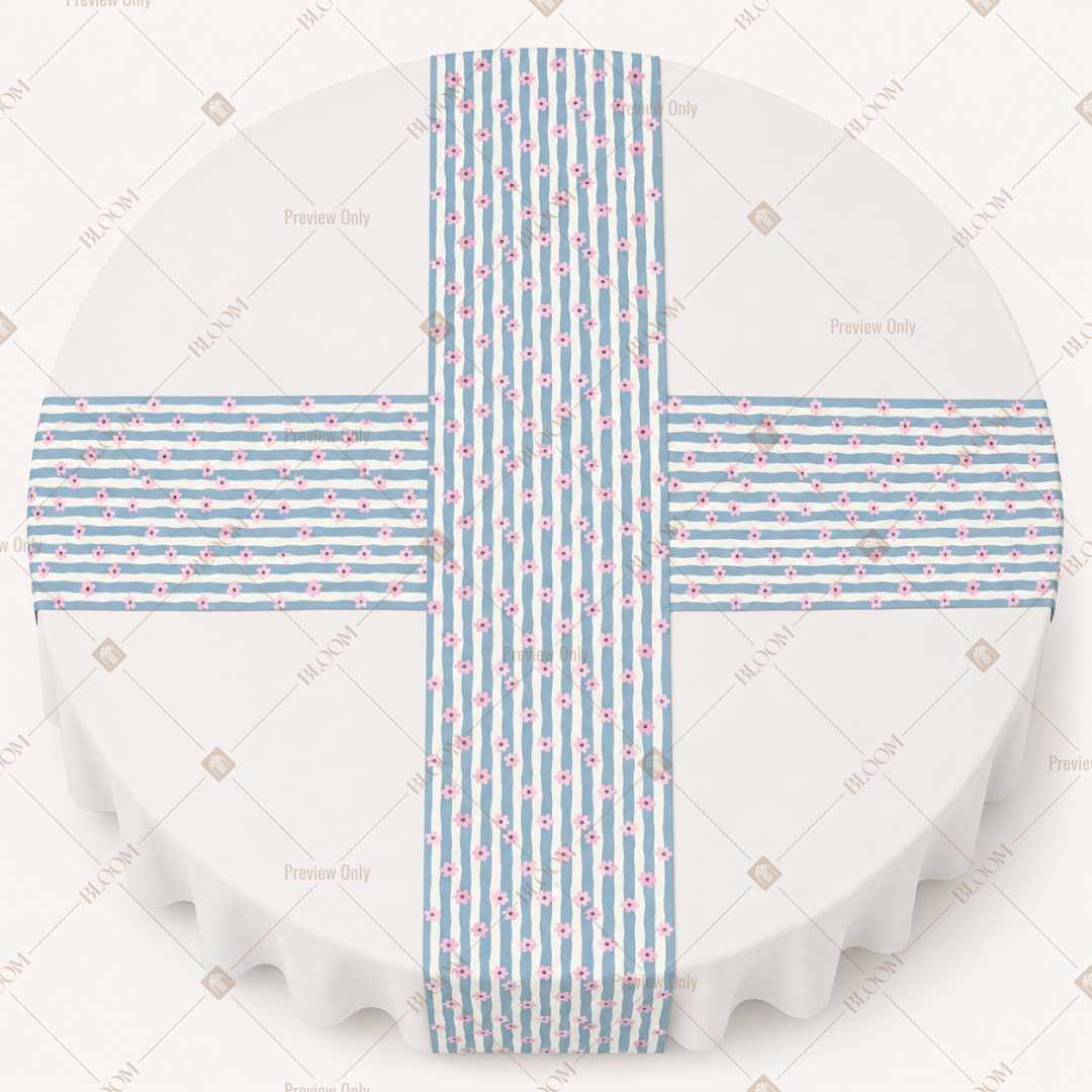 Blue Ticking Stripe Table Runner Pack Of 12