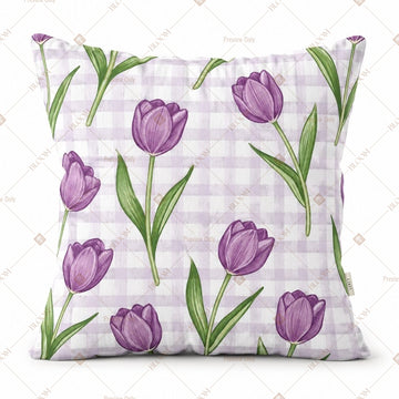 Purple Tulip Floral Cushion Cover Pack of 12