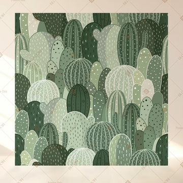 Green Cactus Botanical Square Backdrop