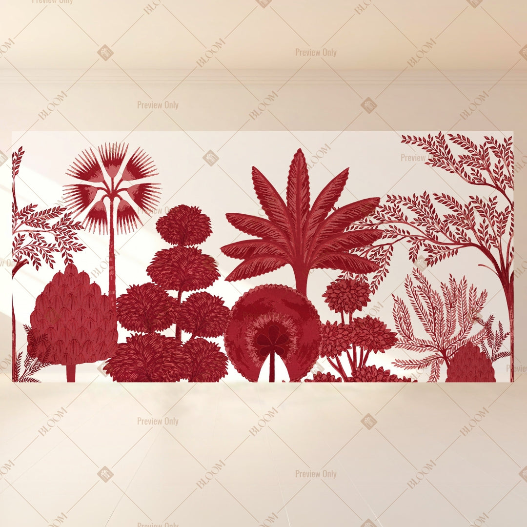 Burgundy Botanical Silhouette Wide Backdrop