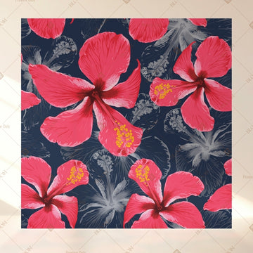 Red Tropical Flower Square Backdrop