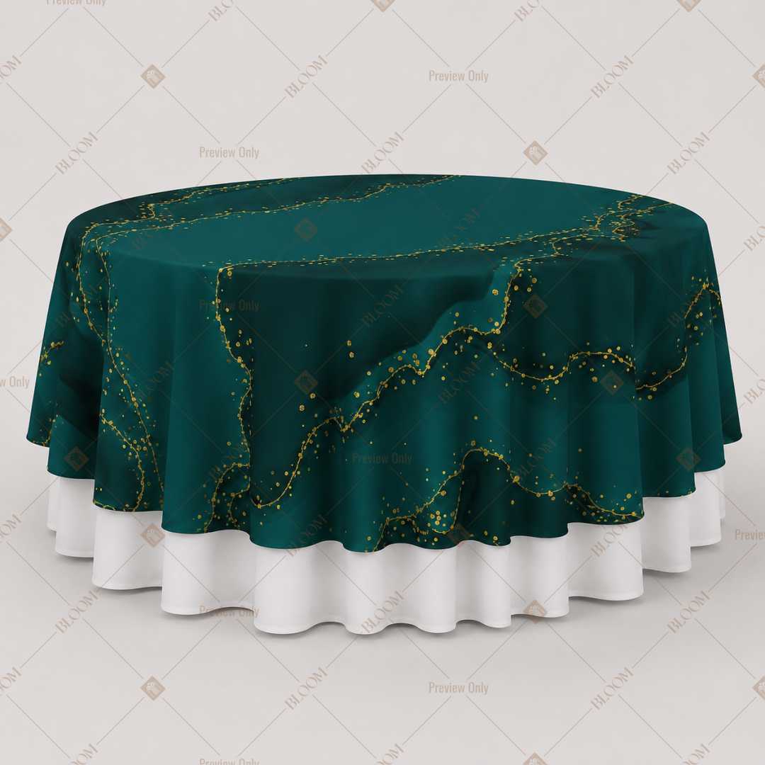 Teal Gold Chain Pattern Table Overlay Pack of 6