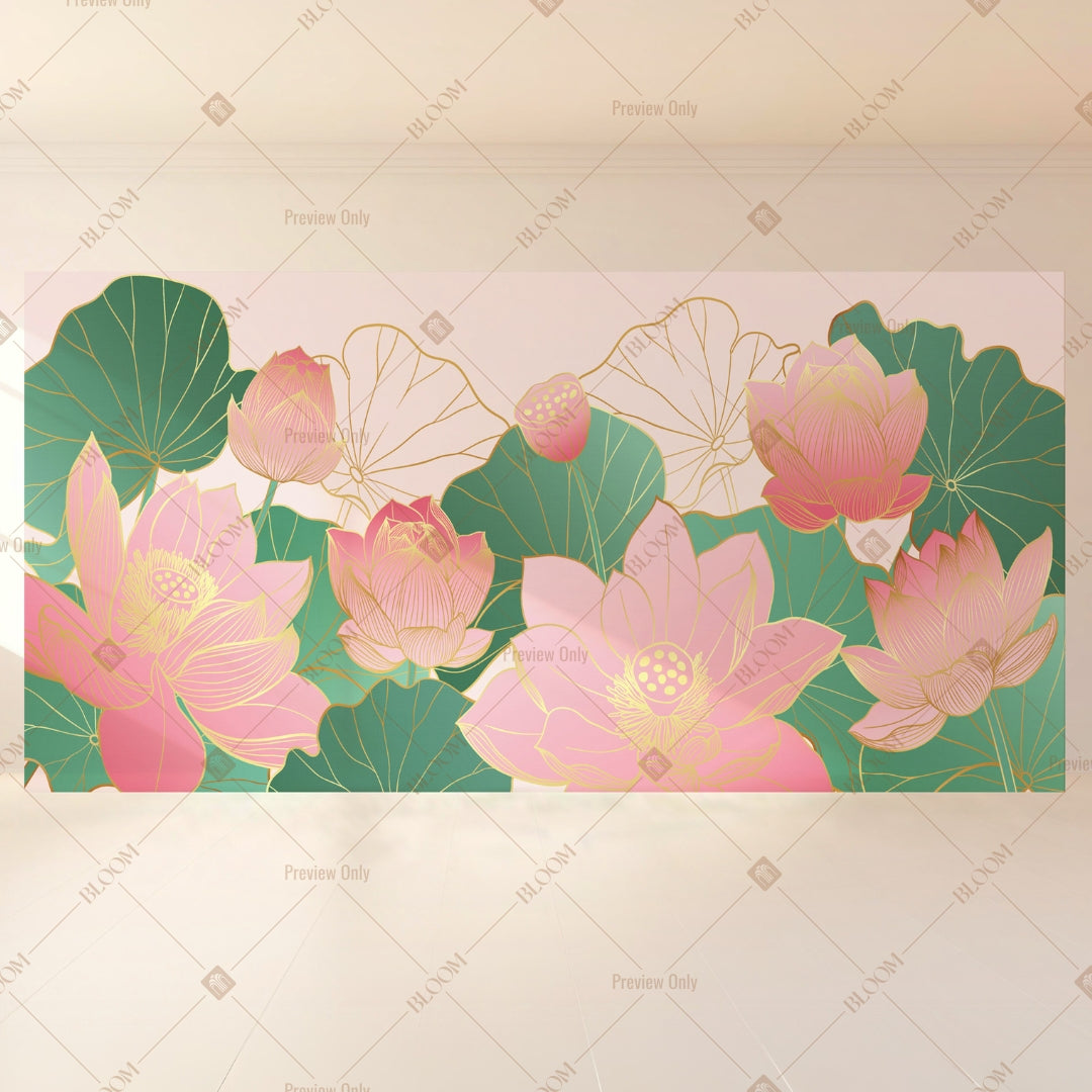 Pink Lotus Garden Wide Backdrop