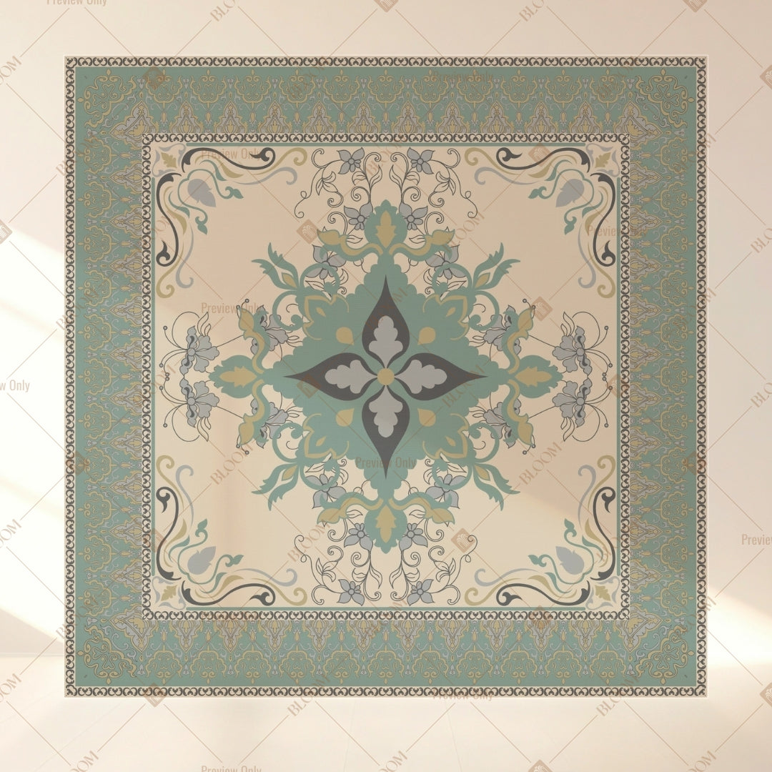 Sage Mandala Border Square Backdrop