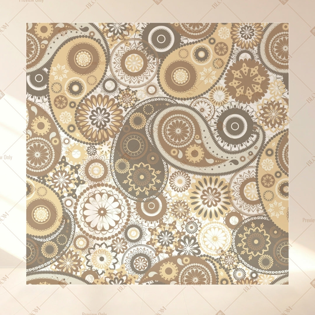 Beige Paisley Geometric Square Backdrop
