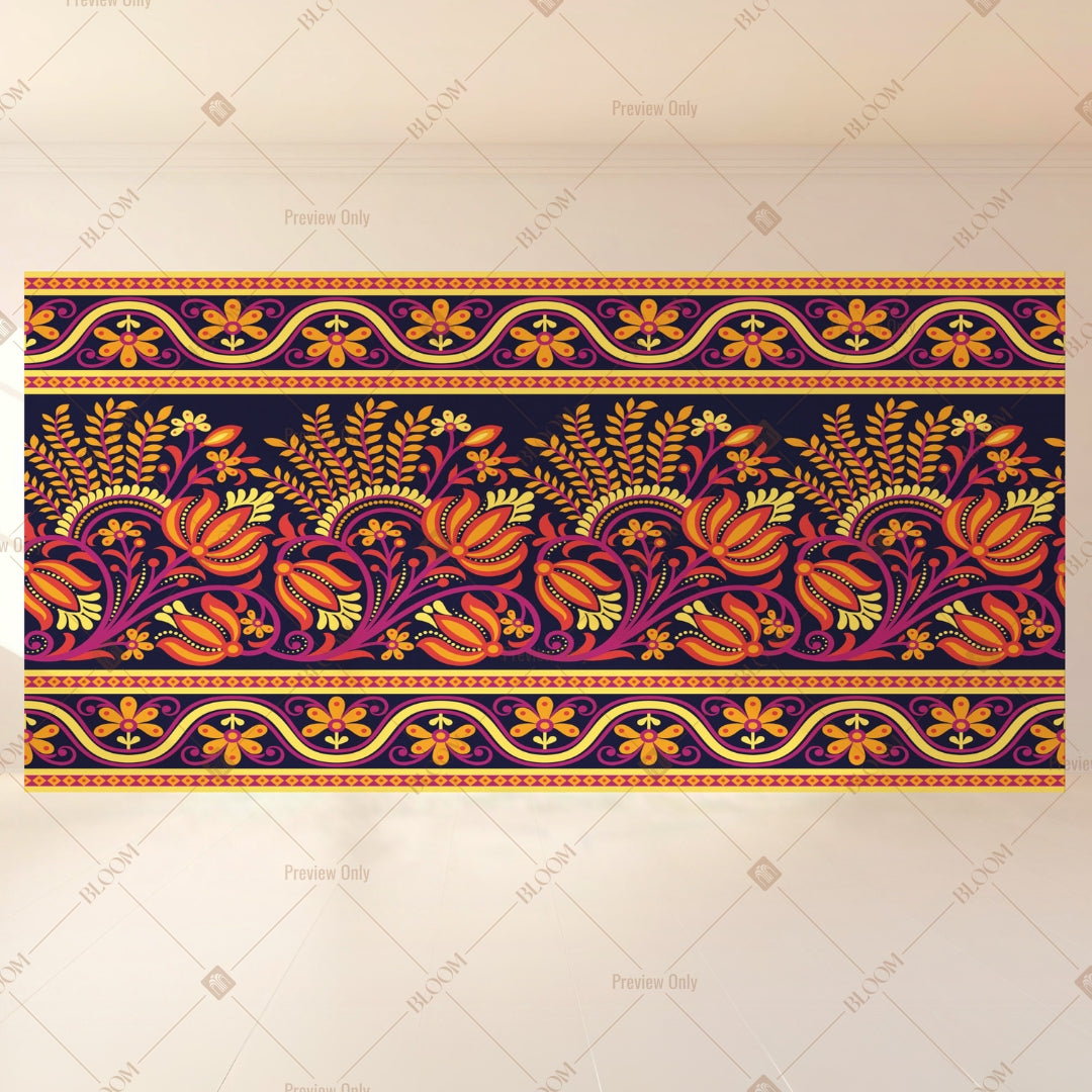Royal Boho Floral Border Wide Backdrop