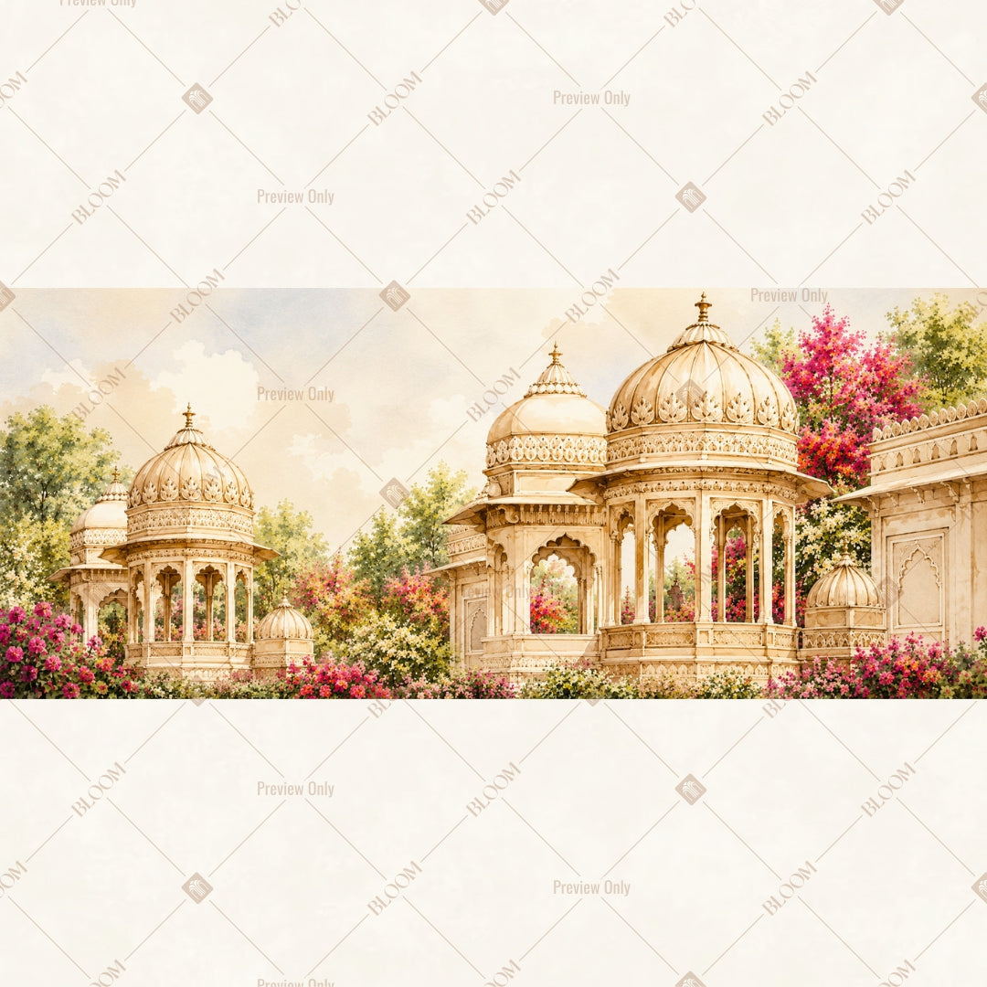 Palace Garden Border Wide Backdrop