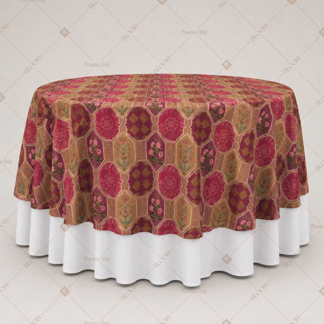 Pink Ornamental Medallion Table Overlay Pack of 6