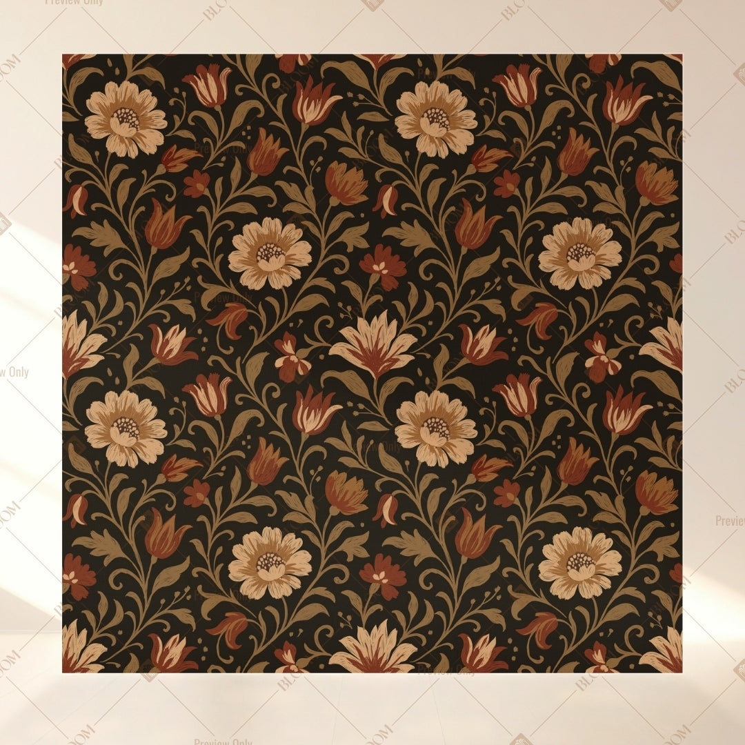 Dark Vintage Floral Square Backdrop