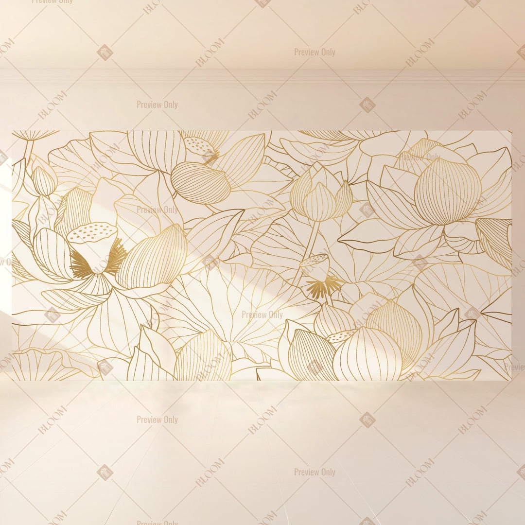 Ivory Line Art Floral Wide Backdrop
