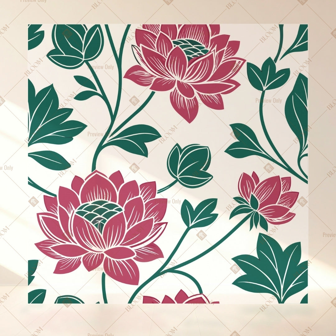 Pink Lotus Floral Square Backdrop