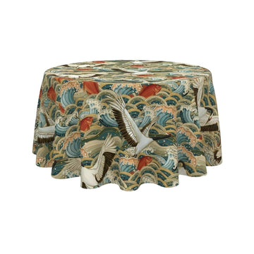Crane Wave Art Round Table Cover - Pack Of 6