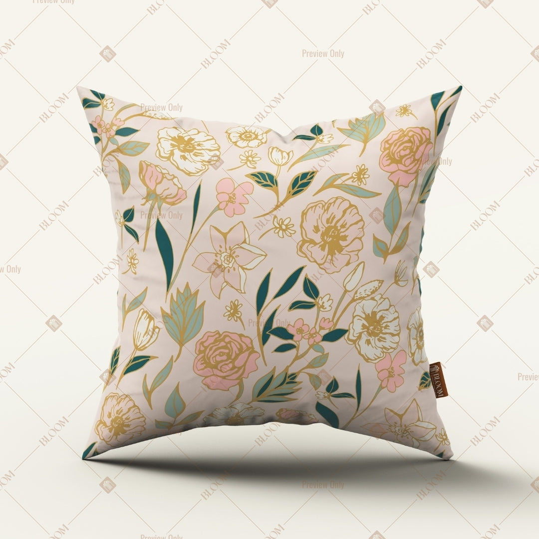 Beige Botanical Floral Cushion Cover Pack of 12