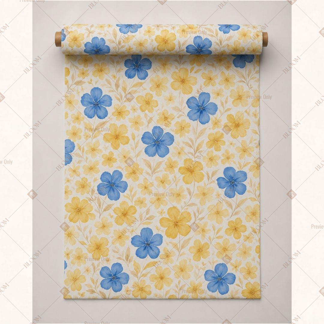 Blue Floral Motif Fabric Pack of 25