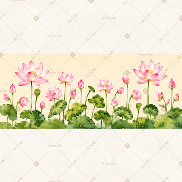 Lotus Flower Garden Border Wide Backdrop