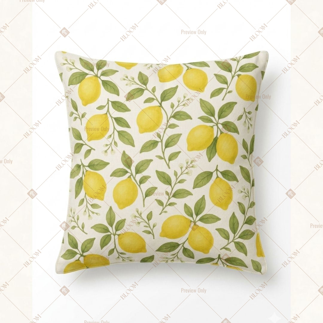 Yellow Lemon Print Cushion Cover Pack of 12