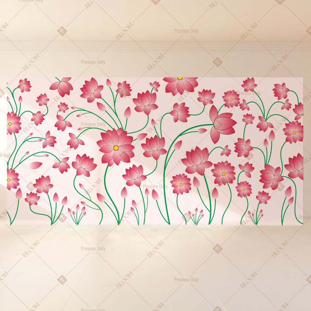 Pink Wildflower Garden Wide Backdrop