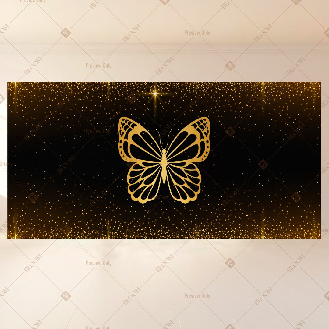 Black Gold Butterfly Wide Backdrop