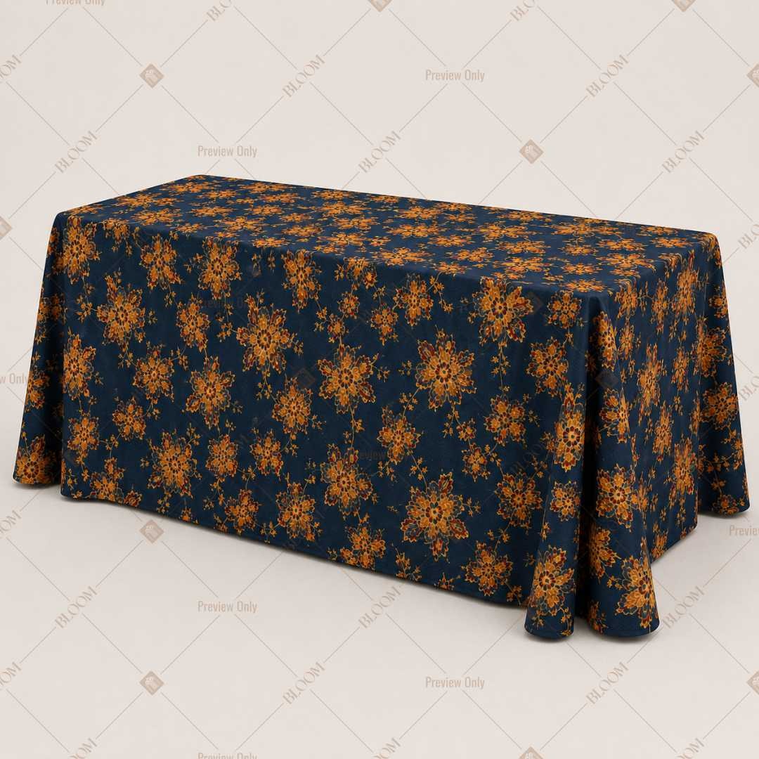 Navy Gold Royal Floral Table Cover Pack Of 6