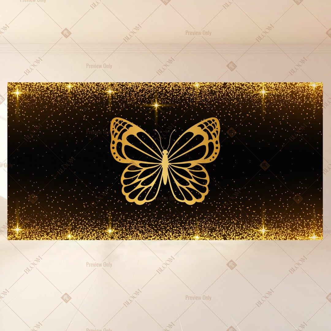 Black Gold Butterfly Luxury Wide Backdrop