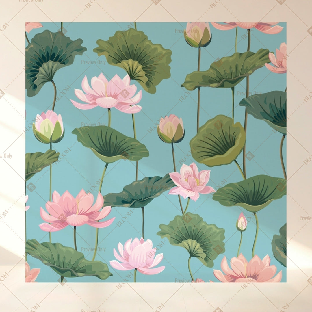 Lotus Pond Botanical Square Backdrop