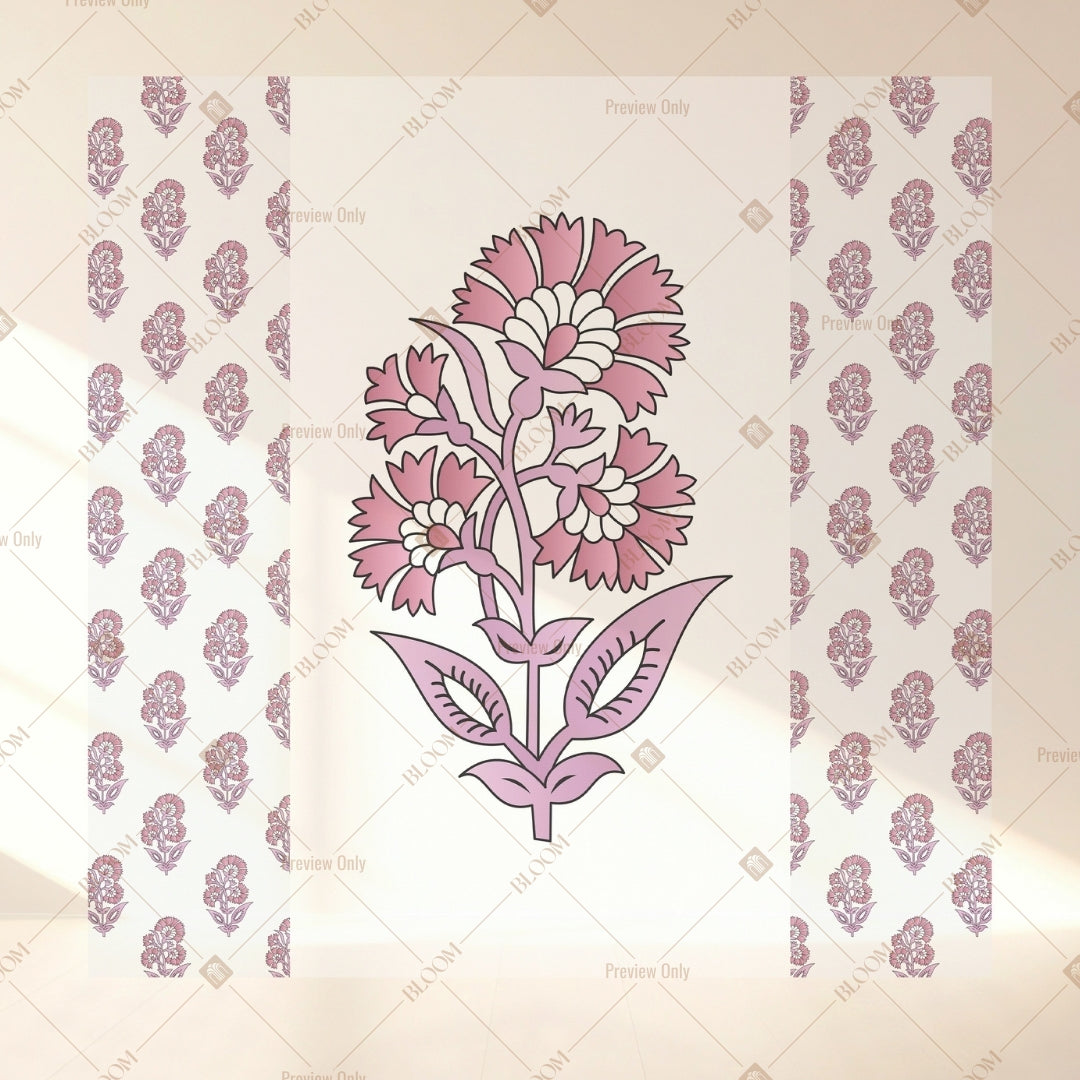 Pink Paisley Block Print Square Backdrop