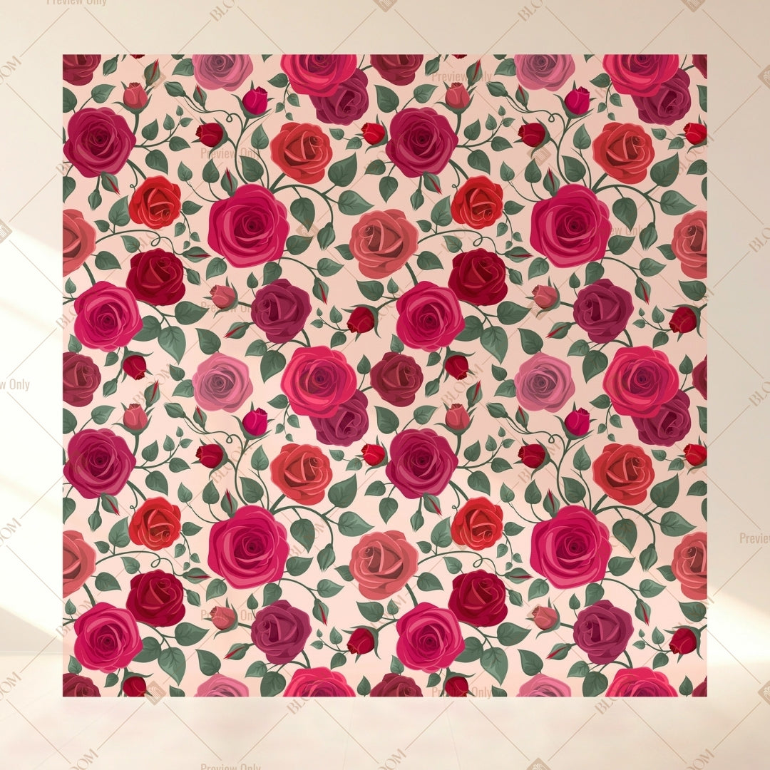 Red Rose Floral Square Backdrop