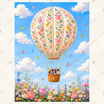 Vintage Hot Air Balloon Portrait Rectangle Backdrop