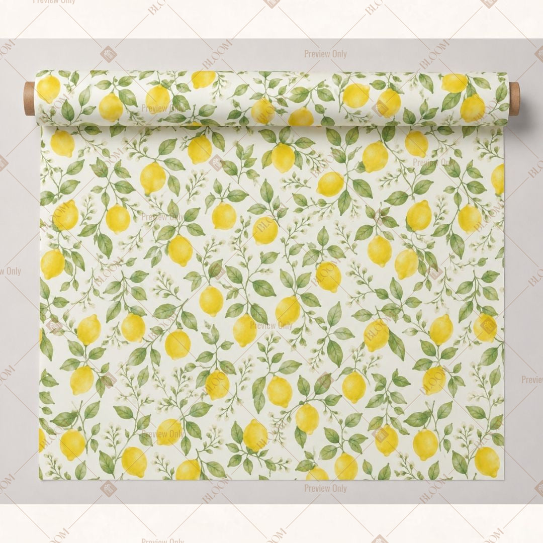 Yellow Lemon Botanical Fabric Pack of 25