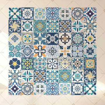 Blue Moroccan Tile Square Backdrop