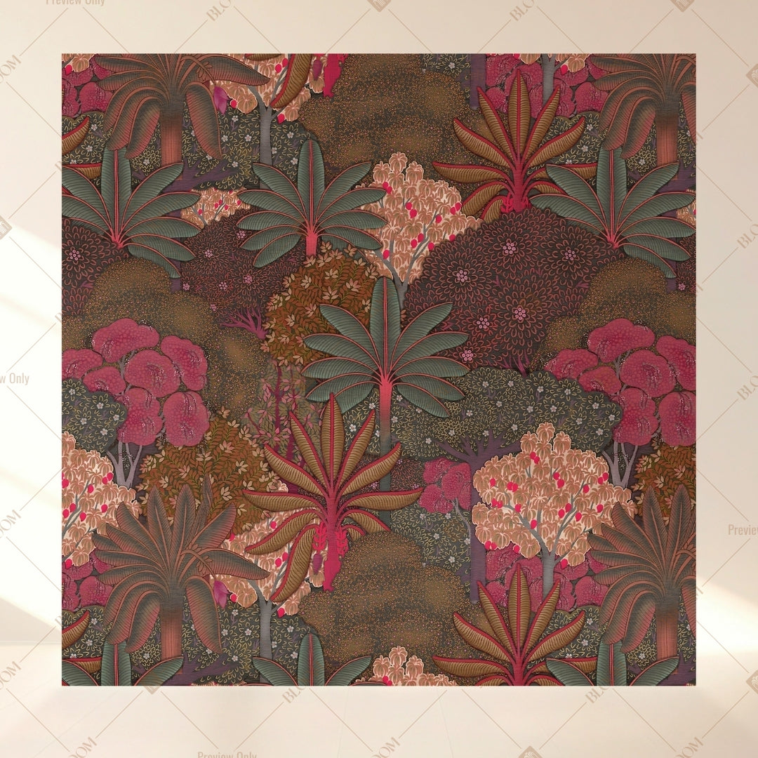 Dark Tropical Floral Square Backdrop