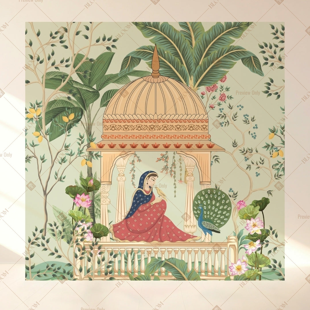 Mughal Garden Pavilion Square Backdrop