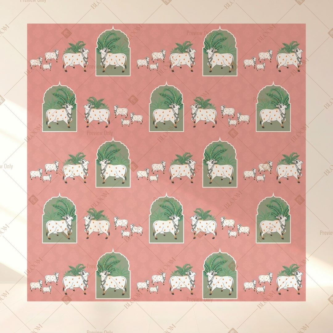 Pink Elephant Pattern Square Backdrop