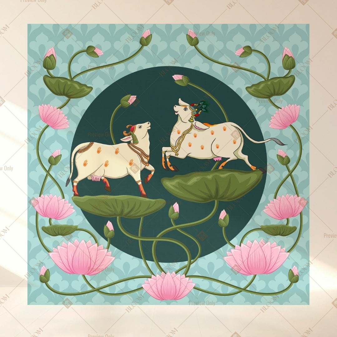 Royal Elephant Lotus Square Backdrop