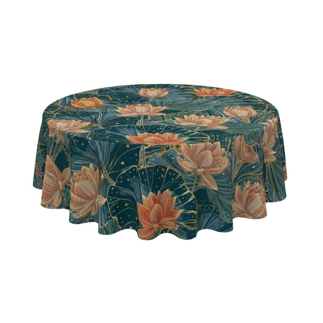 Teal Lotus Royale Round Table Cover - Pack Of 6