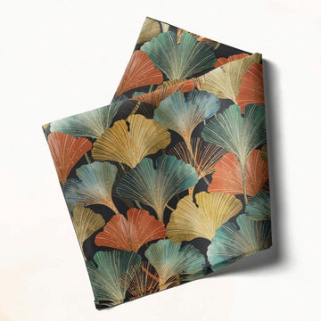Black & Multicolor Ginkgo Leaf: Napkins 18" X 18" - Pack Of 20