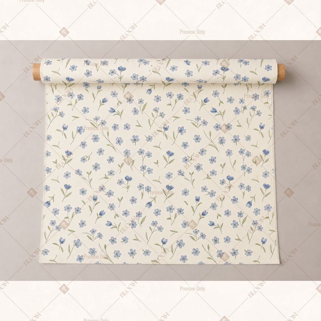Blue Red Floral Sprig Fabric Pack of 25