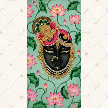 Floral Krishna Face Vertical Backdrop