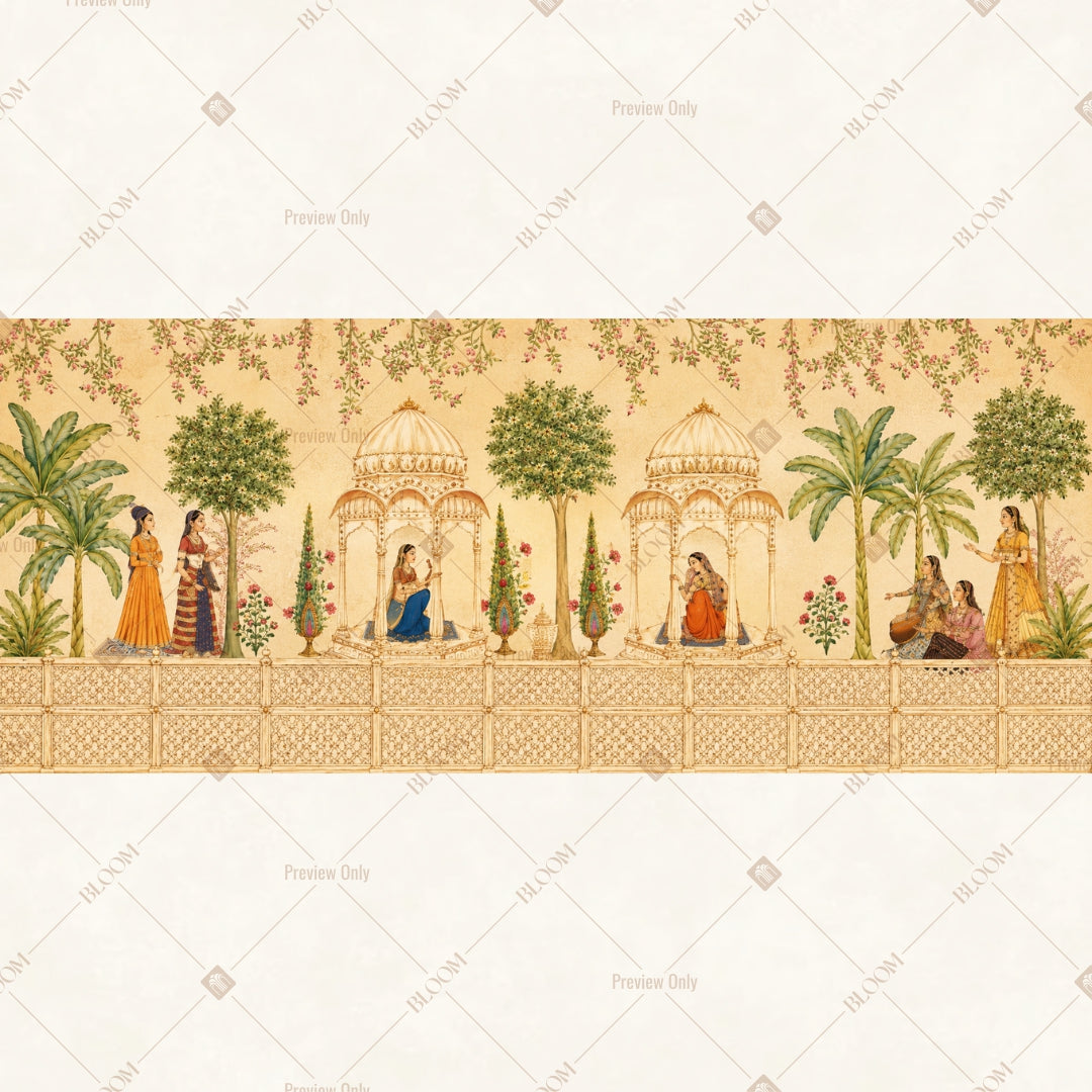 Palm Courtyard Border Wide Backdrop