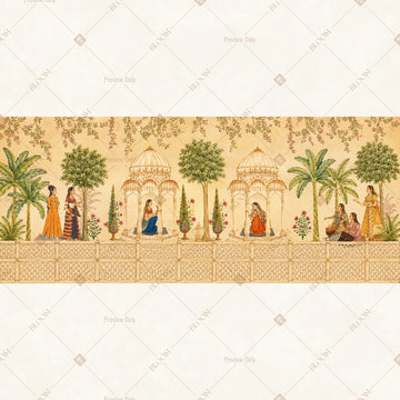 Palm Courtyard Border Wide Backdrop
