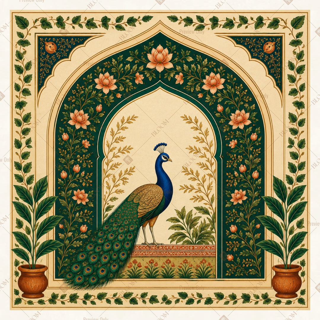 Peacock Palace Arch Square Backdrop
