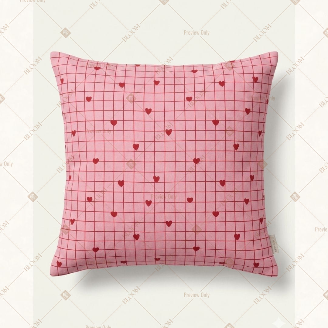 Pink Gingham Check Cushion Cover Pack of 12