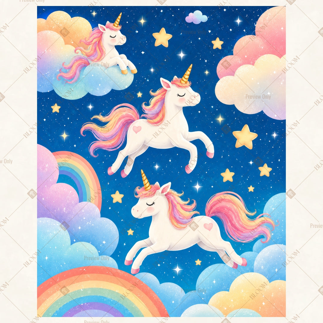 Magical Unicorn Rainbow Portrait Rectangle Backdrop