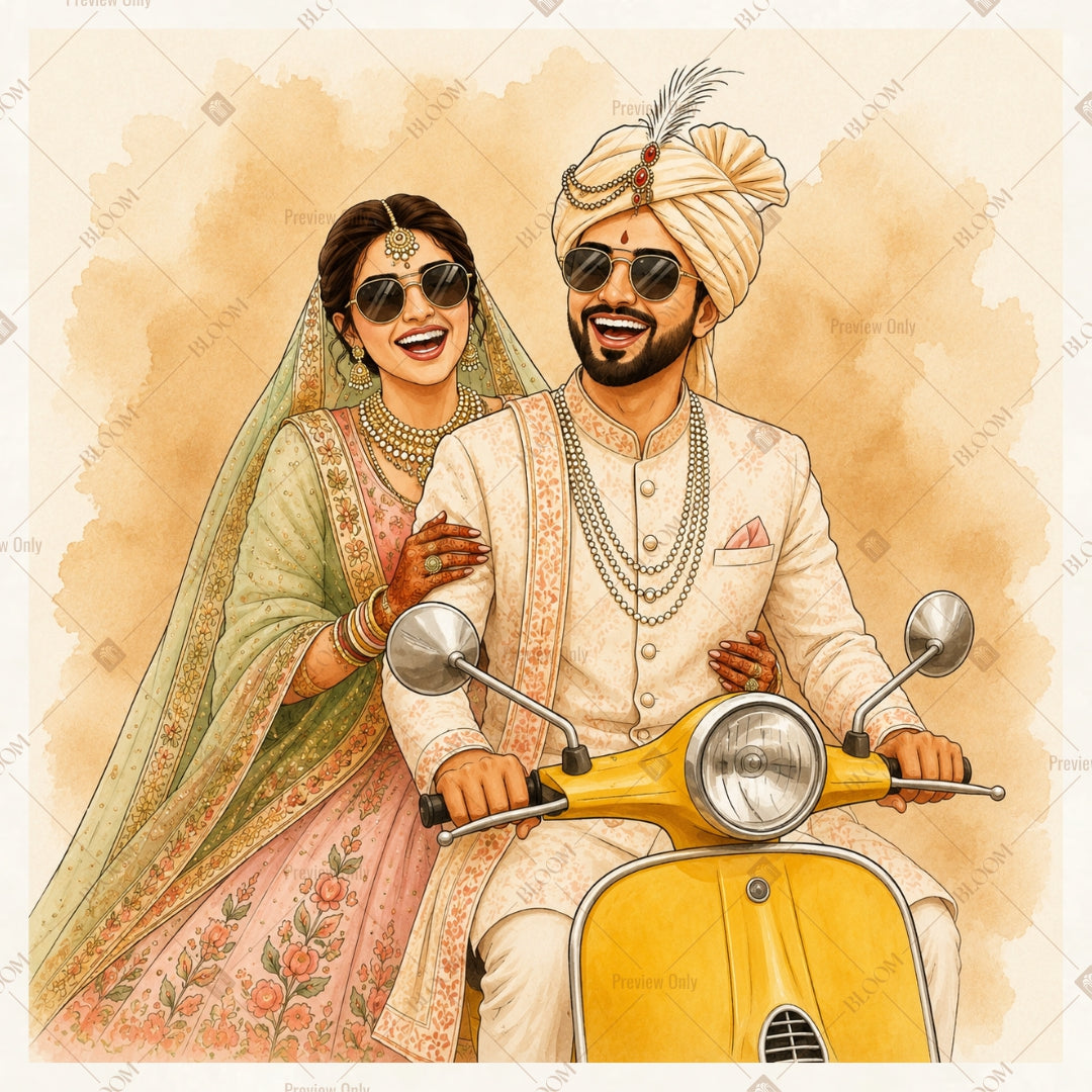 Royal Indian Wedding Couple Square Backdrop