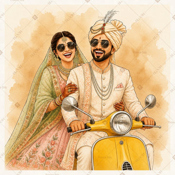 Royal Indian Wedding Couple Square Backdrop